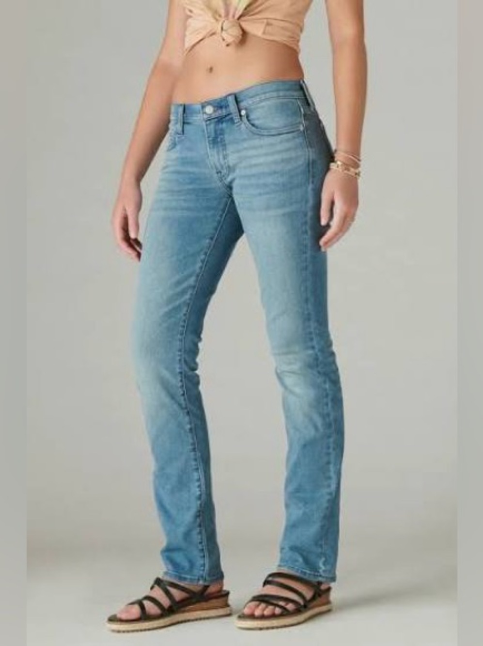 Lucky Brand Blue Patchwork Straight Leg Jeans